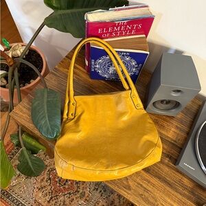 Axcess Mustard Yellow Leather Shoulder Bag